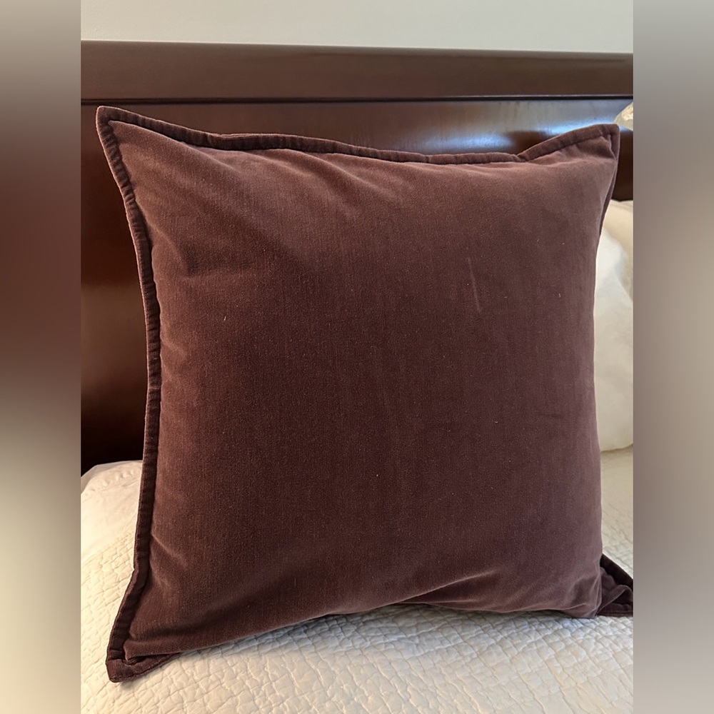 Pottery Barn cotton velvet throw pillow. “Grape” color includes Insert as shown.